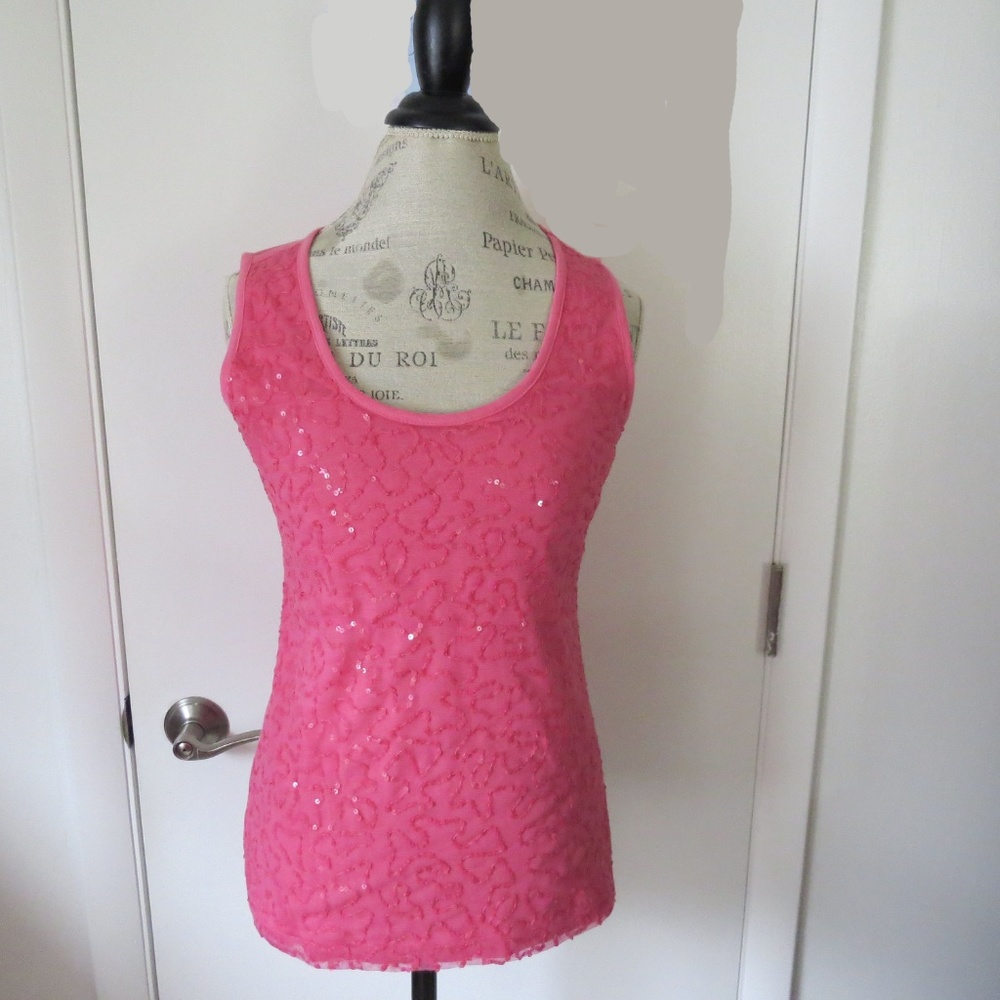 Pretty TRIBAL Pink Sequined Top  - Small